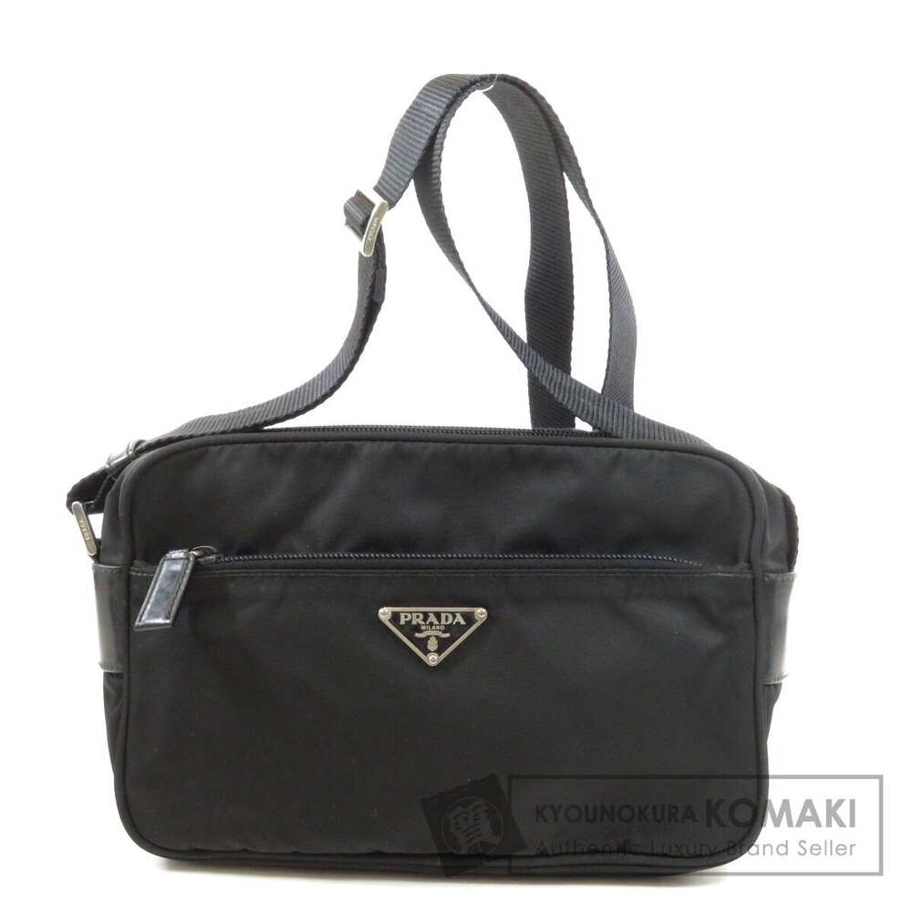 Prada logo plate Black Shoulder Crossbody bag